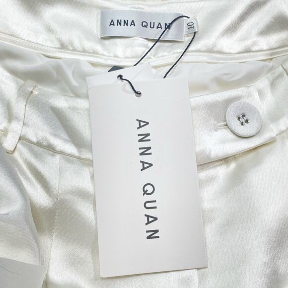 Anna Quan NWT Ivory Satin Mateo Wide Leg Pleated Pants Size 10 AU 6 US - Picture 5 of 6